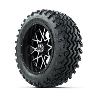 GTW Vortex Machined/Matte Black 14 in Wheels with 23x10.00-14 Rogue All Terrain Tires – Full Set