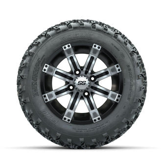 GTW Tempest Machined/Black 12 in Wheels with 22x11.00-12 Rogue All Terrain Tires – Full Set