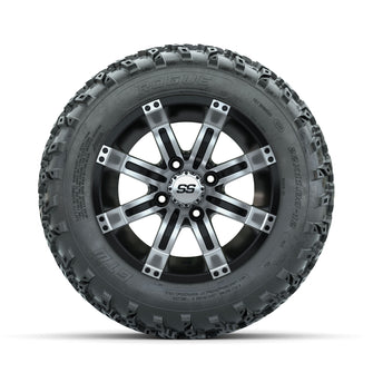 GTW Tempest Machined/Black 12 in Wheels with 22x11.00-12 Rogue All Terrain Tires  Full Set