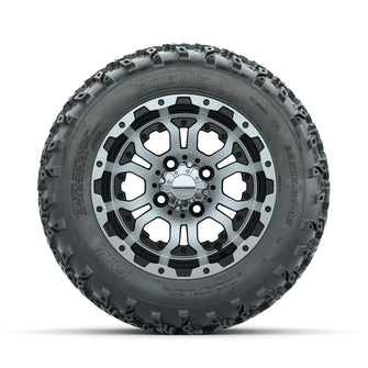 GTW Omega Machined/Black 12 in Wheels with 22x11.00-12 Rogue All Terrain Tires  Full Set