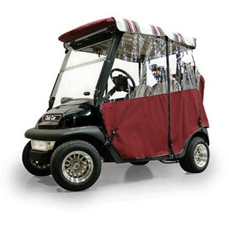 Club Car DS - Red Dot 3-Sided Dubonnet with Burgundy Black and White Over-The-Top Soft Enclosure