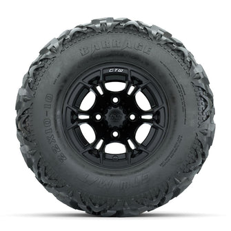 GTW Spyder Matte Black 10 in Wheels with 22x10-10 Barrage Mud Tires – Full Set