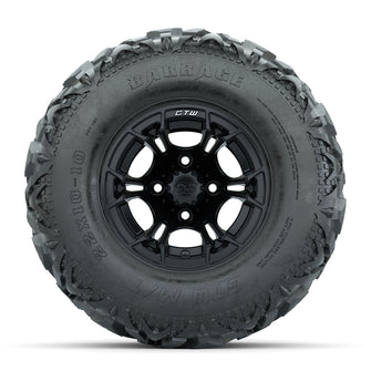 GTW Spyder Matte Black 10 in Wheels with 22x10-10 Barrage Mud Tires  Full Set