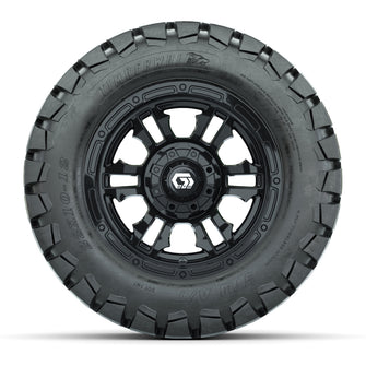 GTW Shogun Gloss Black 12 in Wheels with 22x10-12 Timberwolf All-Terrain Tires  Full Set