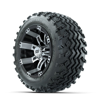 GTW Tempest Machined/Black 10 in Wheels with 18x9.50-10 Rogue All Terrain Tires  Full Set