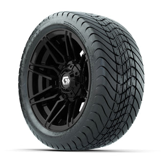 GTW Stealth Gloss Black 12 in Wheels with 215/35-12 Mamba Street Tires  Full Set