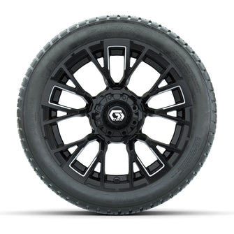 GTW Vandal Matte Black/Machined 14 in Wheels with 205/30-14 Fusion Street Tires  Full Set