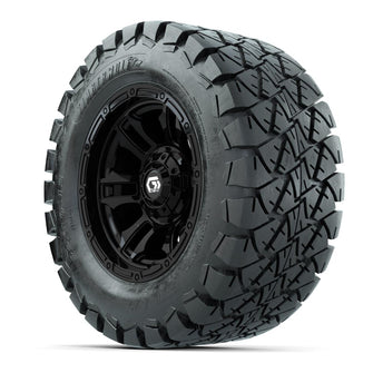 GTW® Shogun Gloss Black 12 in Wheels with 22x10-12 Timberwolf All-Terrain Tires – Full Set