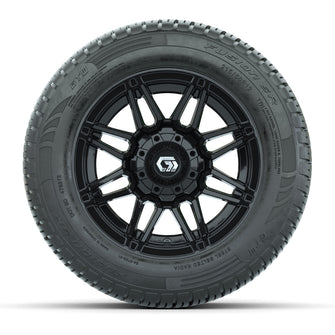 GTW Stealth Gloss Black 12 in Wheels with 215/50-R12 Fusion S/R Steel Belt Radial Tires  Full Set