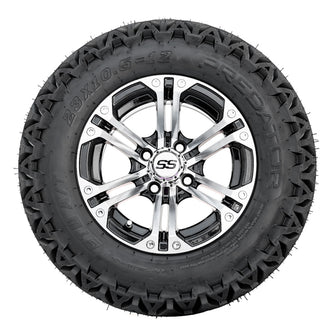 Ruedas GTW Specter negras y mecanizadas de 12” con neumáticos para barro Timberwolf de 22” – Juego de 4 PN# A19-340