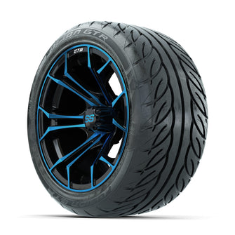 GTW Spyder Blue/Black 14 in Wheels with 225/40-R14 Fusion GTR Street Tires  Full Set