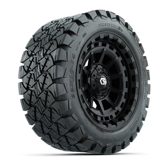 GTW® Barricade Gloss Black 14 in Wheels with 22x10-14 Timberwolf All-Terrain Tires – Full Set