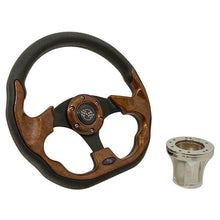 1985-Up Yamaha - GTW Woodgrain Racer Steering Wheel with Chrome Adaptor