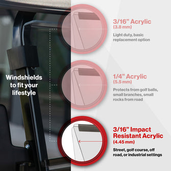 RedDot EZGO RXV Tinted Folding Impact Modified Windshield with Rubber Trim (Years 2024-Up)