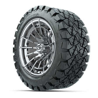 GTW Boost Chrome 14 in Wheels with 22x10-14 Timberwolf All-Terrain Tires  Full Set