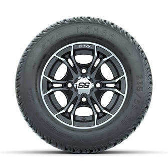 GTW Spyder Machined/Matte Grey 10 in Wheels with 205/50-10 Mamba Street Tires  Full Set