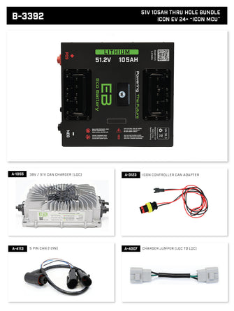 ICON EV 2024-Up Eco Lithium 51v 105Ah "ICON MCU" Battery Bundle - Thru Hole