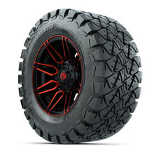 GTW® Stealth Black/Red 12 in Wheels with 22x10-12 Timberwolf All-Terrain Tires – Full Set