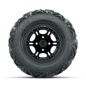 GTW Spyder Matte Black 10 in Wheels with 20x10-10 Barrage Mud Tires – Full Set