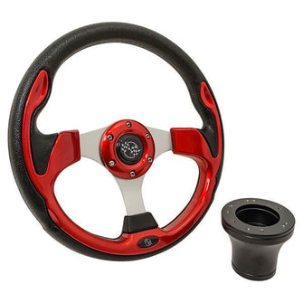 1982-Up Club Car DS - GTW Red Rally Steering Wheel with Black Adaptor Kit