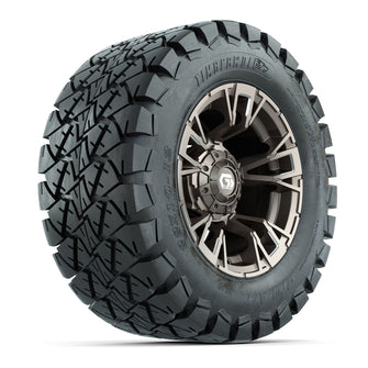 GTW Vandal Satin Bronze/Machined 12 in Wheels with 22x10-12 Timberwolf All-Terrain Tires  Full Set