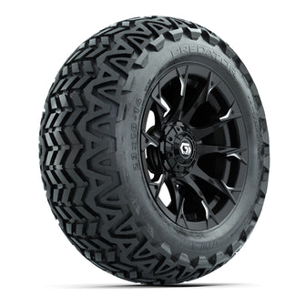 GTW Diablo Gloss Black/Machined 14 in Wheels with 23x10-14 Predator All-Terrain Tires  Full Set