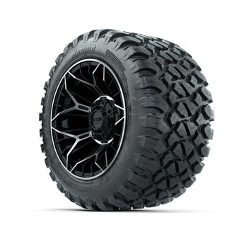 Set of (4) 12 in GTW® Stellar Machined & Black Wheels with 22x11-R12 Nomad All-Terrain Tires