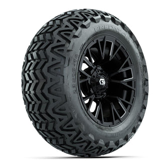 GTW® Vandal Matte Black/Machined 14 in Wheels with 23x10-14 Predator All-Terrain Tires – Full Set