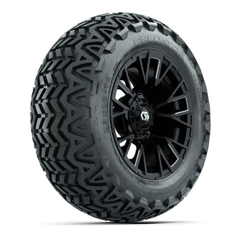 GTW Vandal Matte Black/Machined 14 in Wheels with 23x10-14 Predator All-Terrain Tires  Full Set