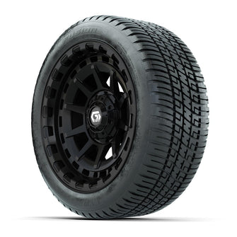 GTW® Barricade Gloss Black 14 in Wheels with 205/30-14 Fusion Street Tires – Full Set