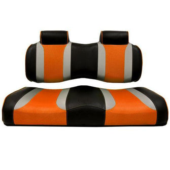 MadJax Tsunami BlackLiquid Silver w/ Orange Wave Club Car Front Seat Cushions