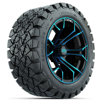 GTW Spyder Blue/Black 14 in Wheels with 22x10-14 GTW Timberwolf All-Terrain Tires  Full Set