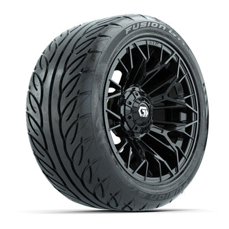 GTW Stellar Matte Black 14 in Wheels with 225/40-R14 Fusion GTR Street Tires  Full Set