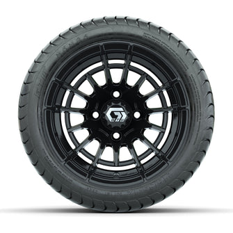 GTW Boost Gloss Black 12 in Wheels with 215/35-12 Mamba Street Tires  Full Set