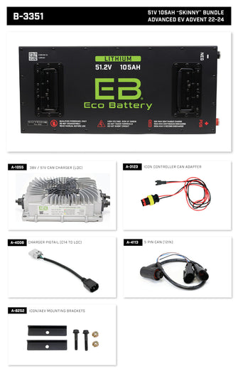 Advanced EV Advent 2022-2024 Eco Lithium 51v 105Ah Battery Bundle - Skinny