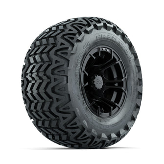 Juego completo de ruedas GTW Spyder de 10 pulgadas en negro mate con neumáticos Predator All Terrain 20x10-10