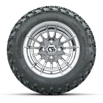 GTW® Boost Chrome 12 in Wheels with 22x11.00-12 Rogue All-Terrain Tires – Full Set