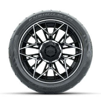 GTW Stellar Machined/Black 14 in Wheels with 225/40-R14 Fusion GTR Street Tires  Full Set