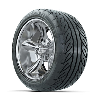 GTW Godfather Chrome 14 in Wheels with 225/40-R14 Fusion GTR Street Tires  Full Set