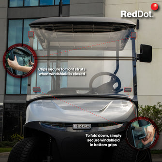 RedDot EZGO RXV Tinted Folding Impact Modified Windshield with Rubber Trim (Years 2024-Up)