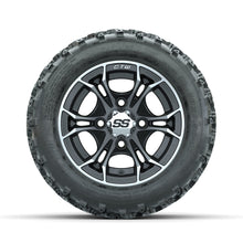 GTW Spyder Machined/Matte Grey 10 in Wheels with 18x9.50-10 Rogue All Terrain Tires  Full Set