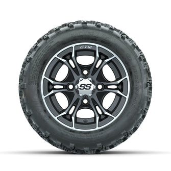 GTW Spyder Machined/Matte Grey 10 in Wheels with 18x9.50-10 Rogue All Terrain Tires  Full Set