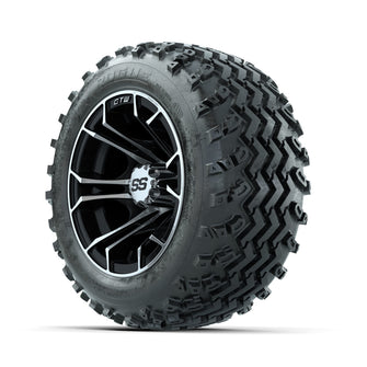 GTW Spyder Machined/Black 10 in Wheels with 18x9.50-10 Rogue All Terrain Tires  Full Set