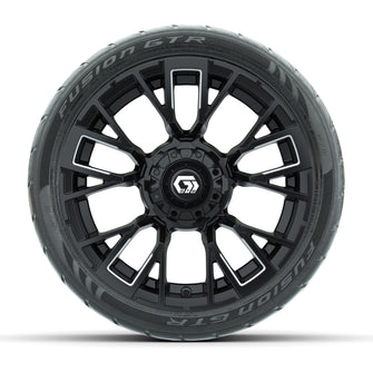 GTW Vandal Matte Black/Machined 14 in Wheels with 205/40-R14 Fusion GTR Steel Belted Street Tires  Full Set