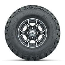 GTW Spyder Machined/Matte Grey 10 in Wheels with 22x10-10 Timberwolf All Terrain Tires  Full Set