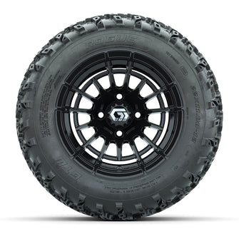 GTW Boost Gloss Black 12 in Wheels with 22x11.00-12 Rogue All-Terrain Tires  Full Set