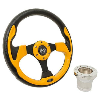 1985- 17 Yamaha - GTW Yellow Rally Steering Wheel with Chrome Adaptor Kit