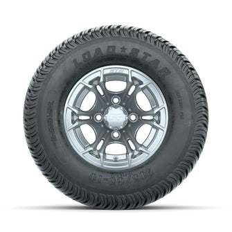 GTW Spyder Silver Brush 10 in Wheels with 205/65-10 Kenda Load Star Street Tires  Full Set