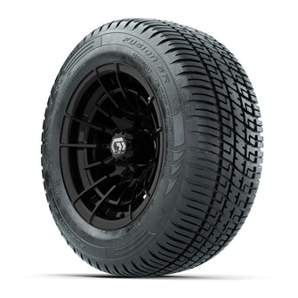 GTW Boost Gloss Black 12 in Wheels with 215/50-R12 Fusion S/R Steel Belt Radial Tires  Full Set