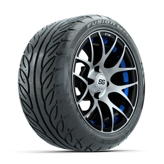 GTW Pursuit Machined/Blue 14 in Wheels with 225/40-R14 Fusion GTR Street Tires  Full Set